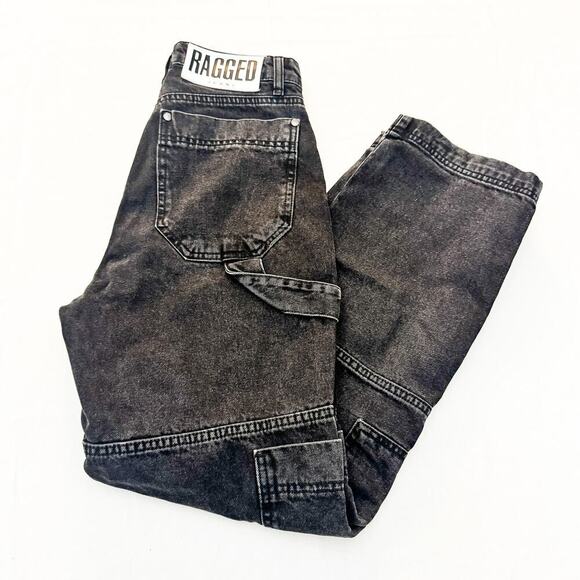 Ragged Priest Black Denim Jeans Carpenter Style Cargo Pants Size 26 - Picture 10 of 10